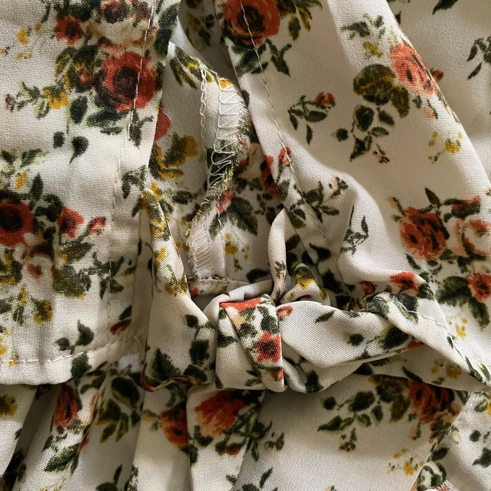 J for Justify Floral Mini Dress - Cream and Brown Size M
